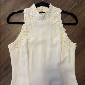 Vintage Scott McClintock White Halter Floral Lace Wedding Prom Gown size 8